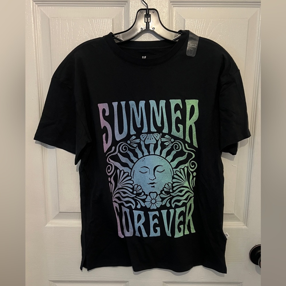 GAP KIDS Girl’s Black Summer Forever Sun Graphic Short Sleeve Tee Size XXL NEW